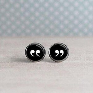 Quotation Mark Earrings - Black Background